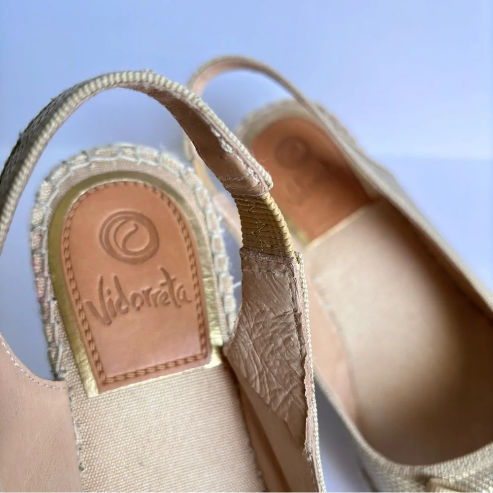 Vidorreta Sling Back Espadrille Wedges Peep Toe Size US 6 EU 36